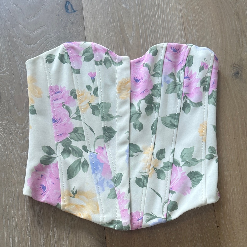Zara Floral Crop Top - Cream, Pink, Yellow